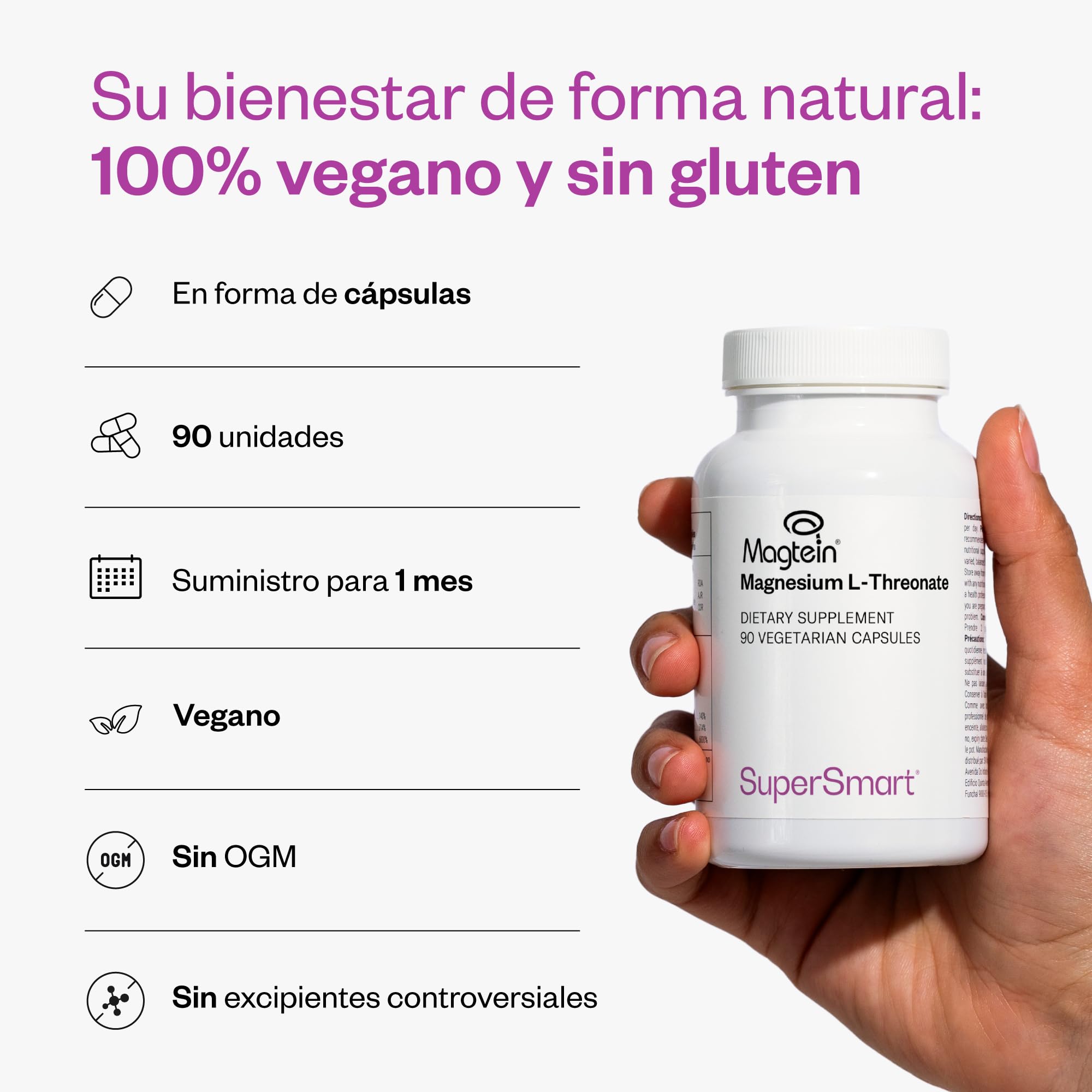 L-Treonato de Magnesio (Magtein) - Reduce la Fatiga - Vegano - SuperSmart