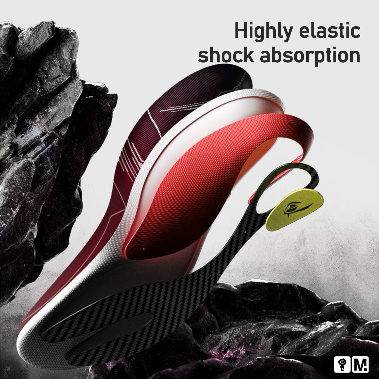 Solette Ultrasottili in Fibra di Carbonio con Supporto Arco Plantare, Design a Y Leggero per Tapis Roulant & Jogging - Ammortizzanti e Riduzione Pressione - Unisex EU 37-38