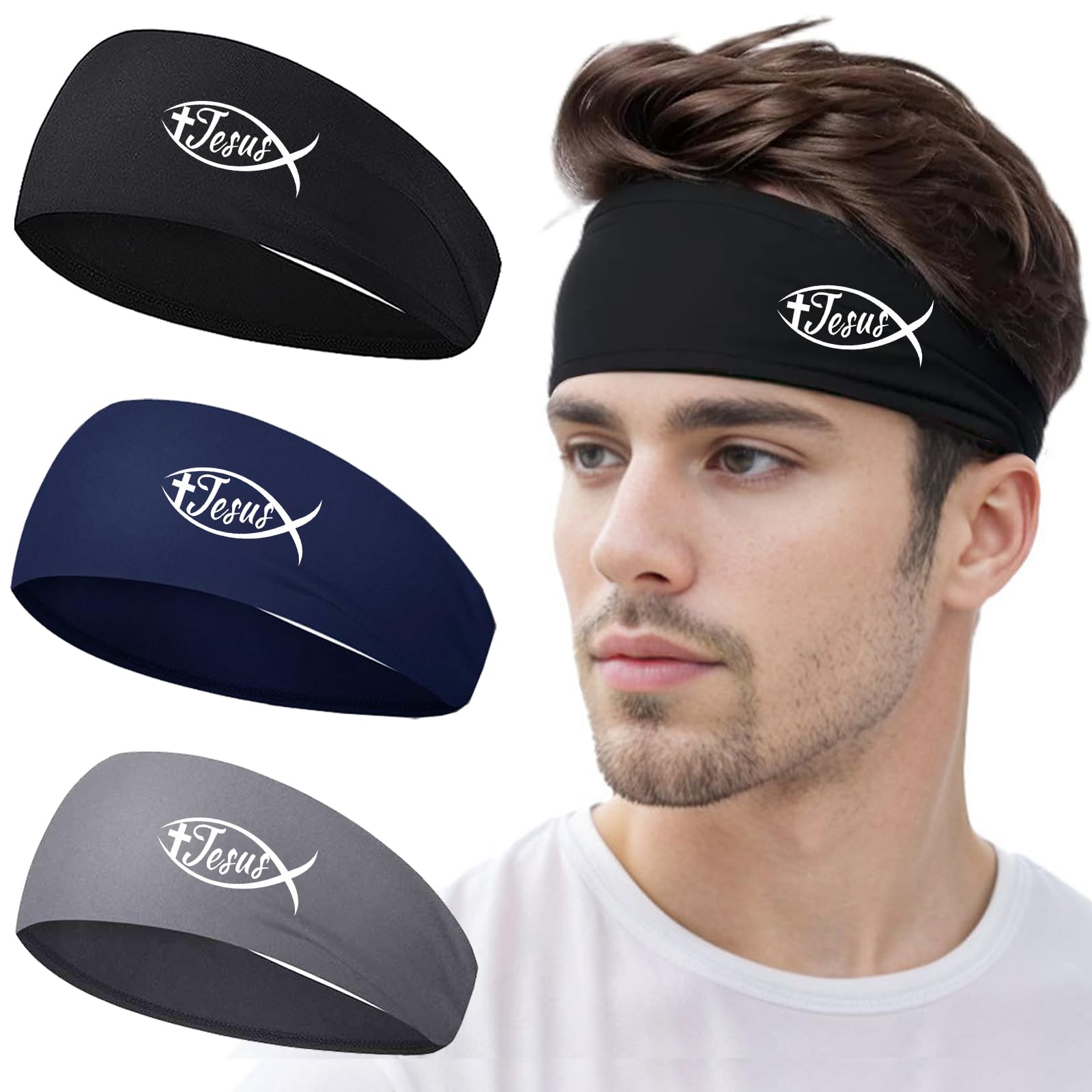 Headbands for Men Women 3pcs Sweat Bands Headbands Men Sweatbands Women