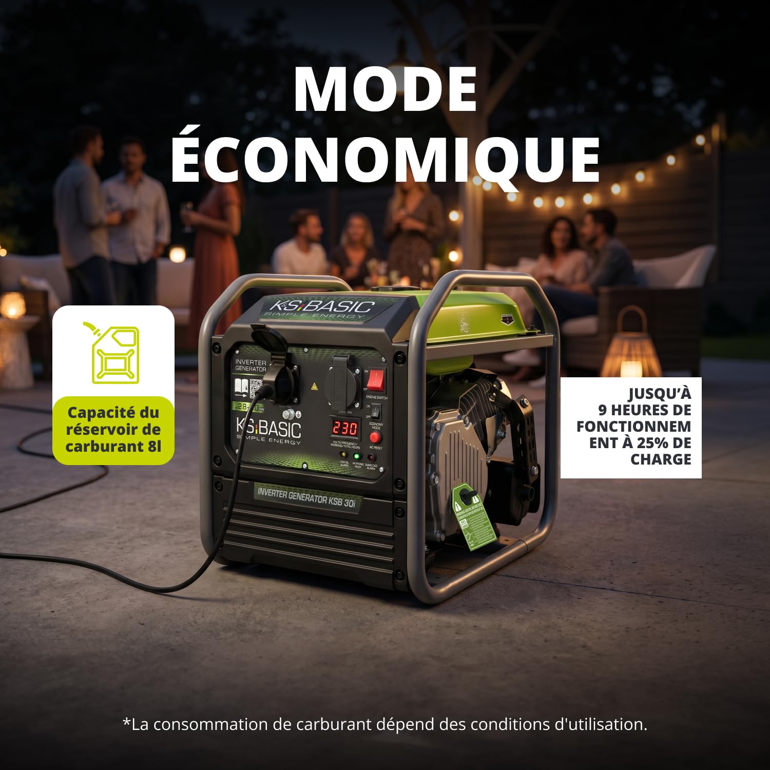 K&S Basic 30i Générateur onduleur 2800 W, 3000 W maximum, générateur de secours compact à essence, onde sinusoïdale pure, générateur de courant avec mode éco, pour la maison, le camping et les travaux