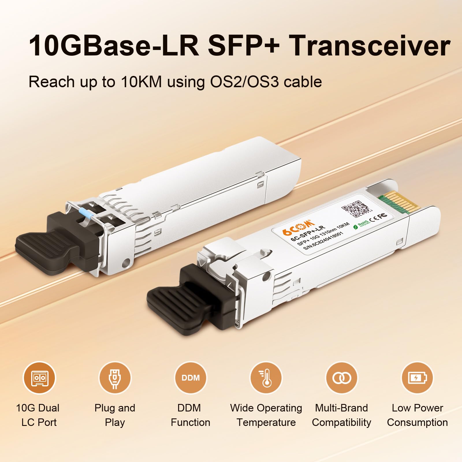 4Pack 10GBase-LR SFP+ Transceiver, 10G Duplex LC Sfp Single Mode Module — Amazon image 2