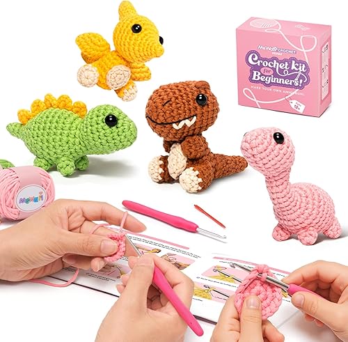 Miniatura 7 de Kit de ganchillo de Mewaii para principiantes nivel 1 con 40% extra de hilo pre-iniciado ecológico, tutoriales en video paso a paso para adultos