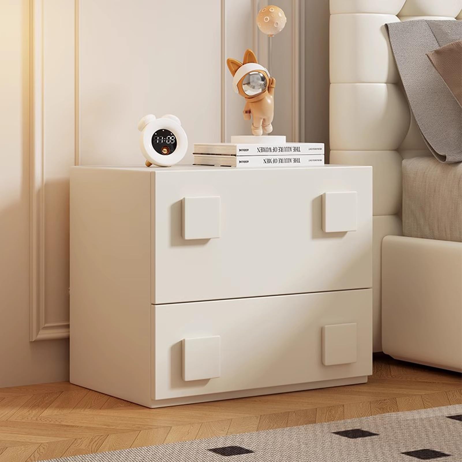 Table de chevet pour petits espaces, solution rangement anti-désordre avec grand tiroir