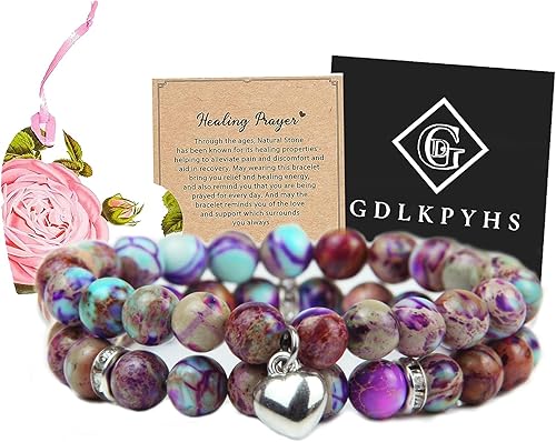 Miniatura 102 de 2Pcs Healing Crystal Bracelets for Women Handmade Beaded Bracelet Healing Prayers Crystal 8mm Natural Stone Beads Bracelet Stress Relief Get Well