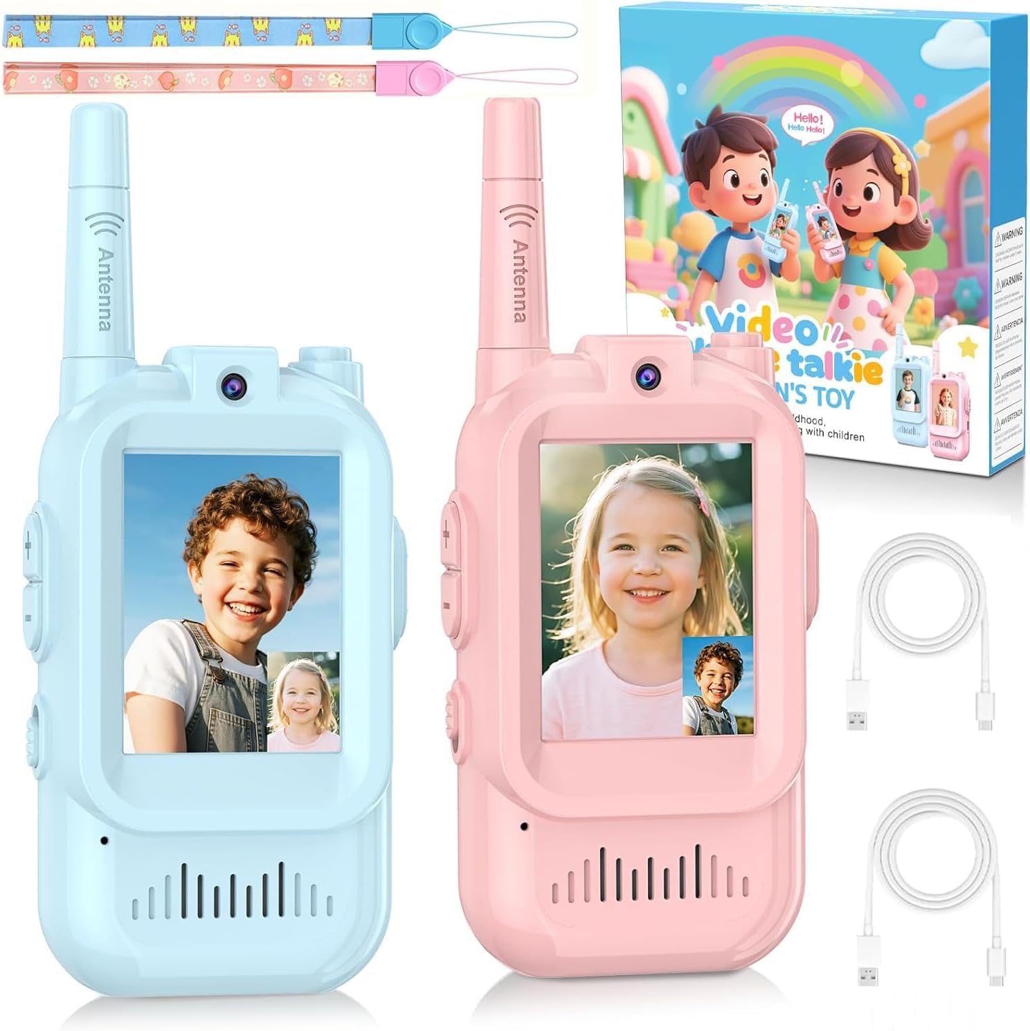 2PCS Video Walkie Talkies for Kids,Rechargeable Kids Walkie Talkies with Camera & Screen Display,Kids Toys Walkie Talkies Interactive Toy, Birthday for Girls Boys Age 3-9