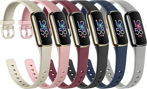 Tobfit Paquete de 6 correas compatibles con Fitbit Luxe para mujeres y hombres, correa de reloj flexible de silicona deportiva de repuesto para