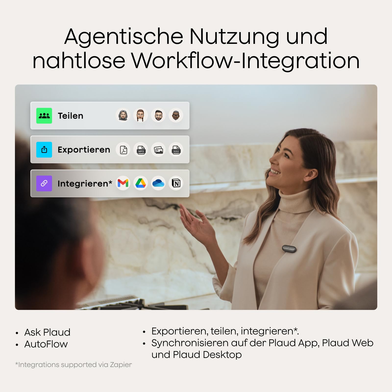 Plaud NotePin S Diktiergerät mit taktiler Aufnahmetaste Profis & Teams KI Voice Recorder KI-Notizgerät KI-Schreibfunktion & Zusammenfassung Aufnahmegerät für Meetings 4 Zubehörteile (Grau)
