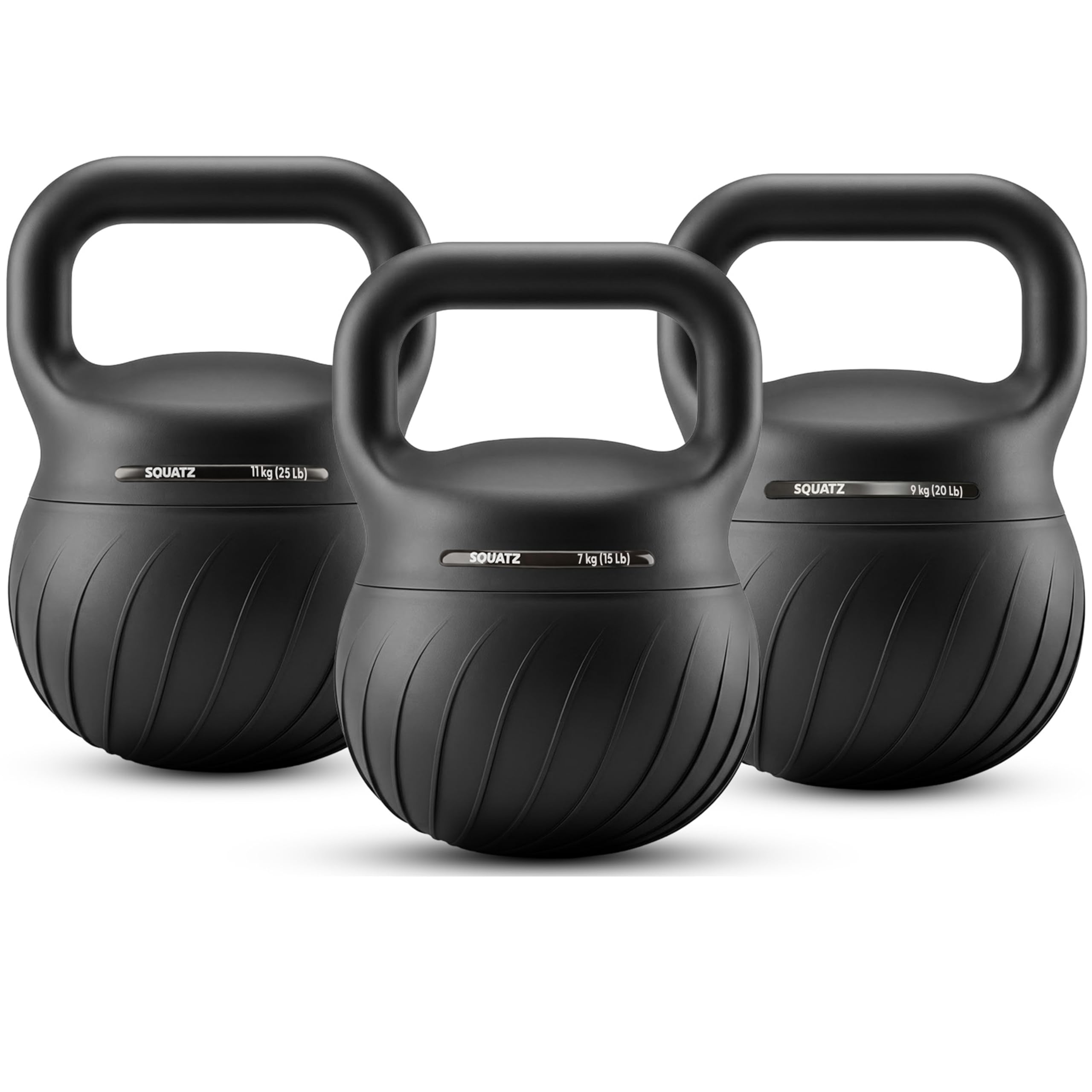 SQUATZ Kettlebell Set 7 kg 9 kg 11 kg Soft Weights with Shock Absorbing Base, Extra Wide Non Slip Handle for Home Gym Strength Training