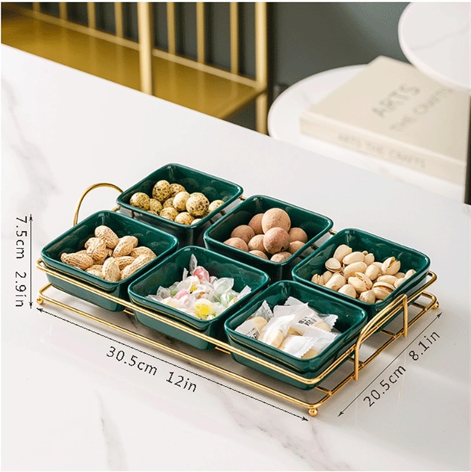 Tapas-Schalen, Keramikschale, Keramikschale mit Metalltablett, abnehmbare Dip-Schalen werden for Vorspeisen, Kartoffelchips, Früchte, Gewürze und Süßigkeiten verwendet. Porzellan-Eisschalen. (Farbe: D