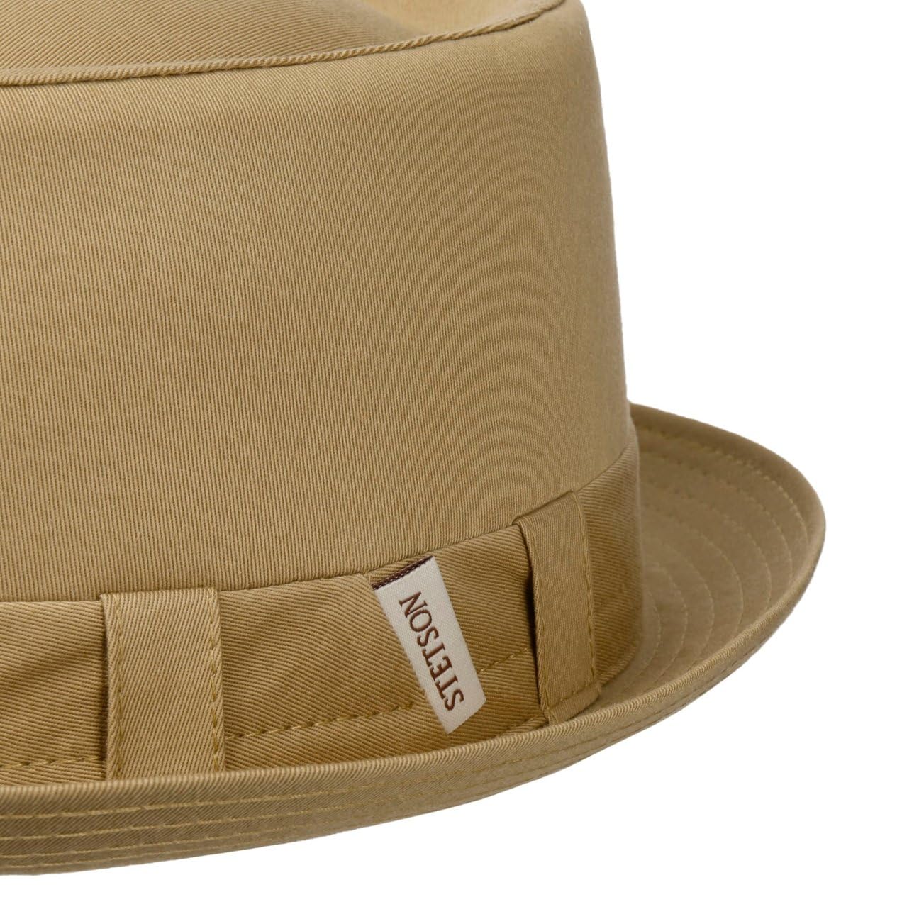 Stetson Cotton Pork Pie Stoffhut Einfarbiger Klassischer Schnitt Made in Italy Damen Herren Frühjahr Sommer