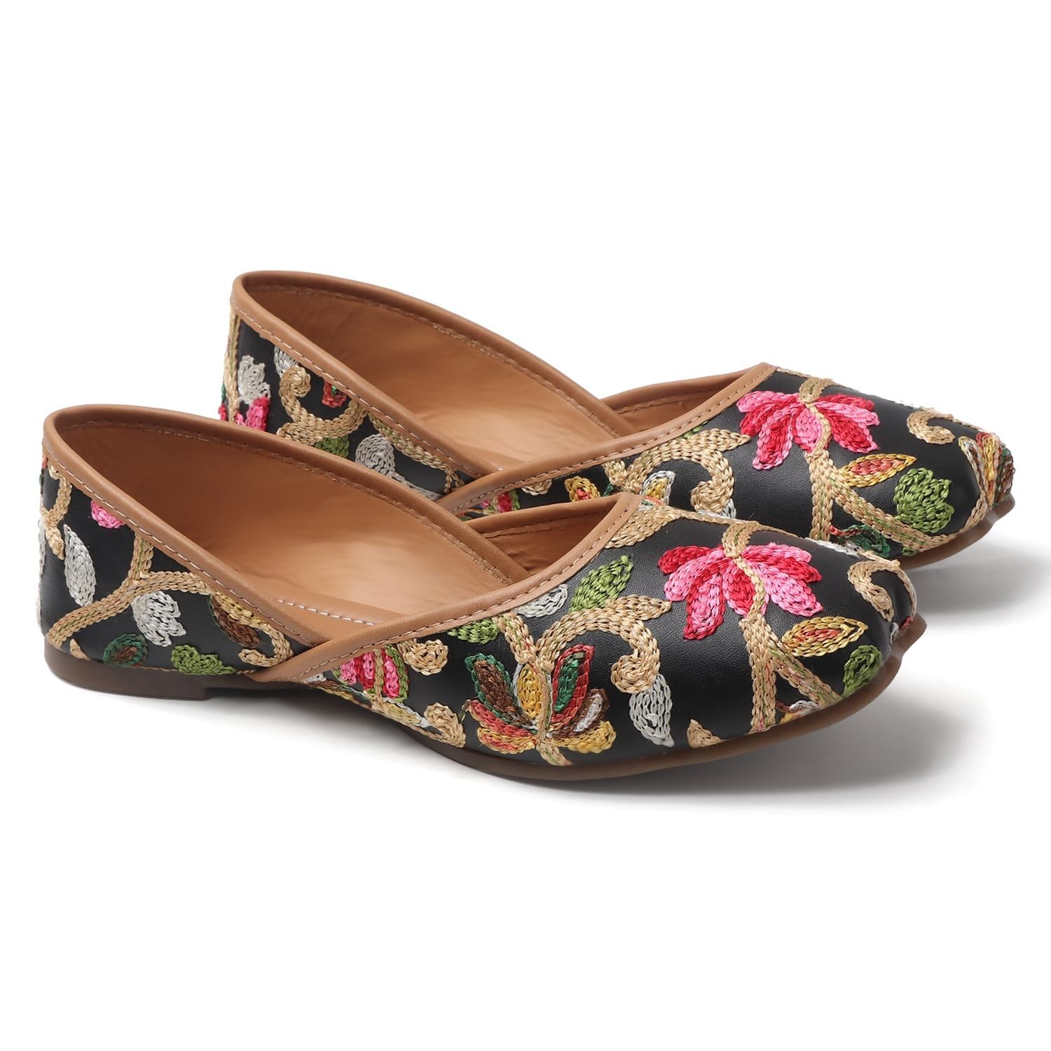 skoll Women's Ethnic Punjabi Juttis | Traditional Slip-On Flats with Embroidery | Cushioned Footbed for Comfort | Comfortable & Stylish Punjabi Juttis for Girls & Women-picture-53