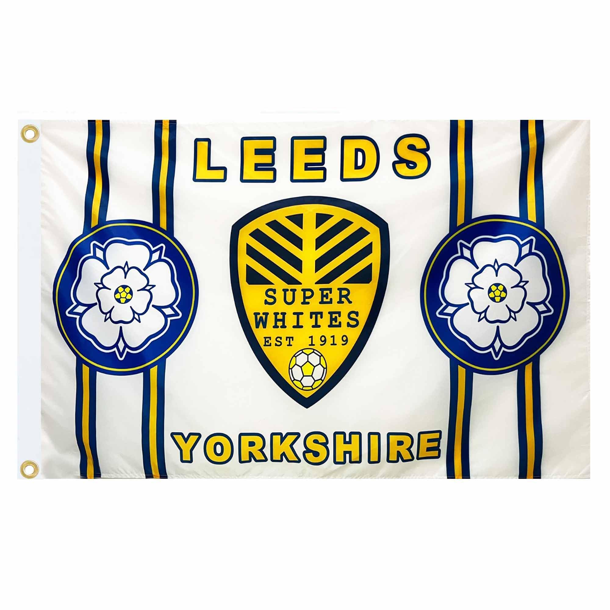GIFTS 4 ALL Giant Leeds Football Fans Flag, 5ft x 3ft Leeds Football Banner With 2 Eyelets, Leeds & Yorkshire Souvenir Flag