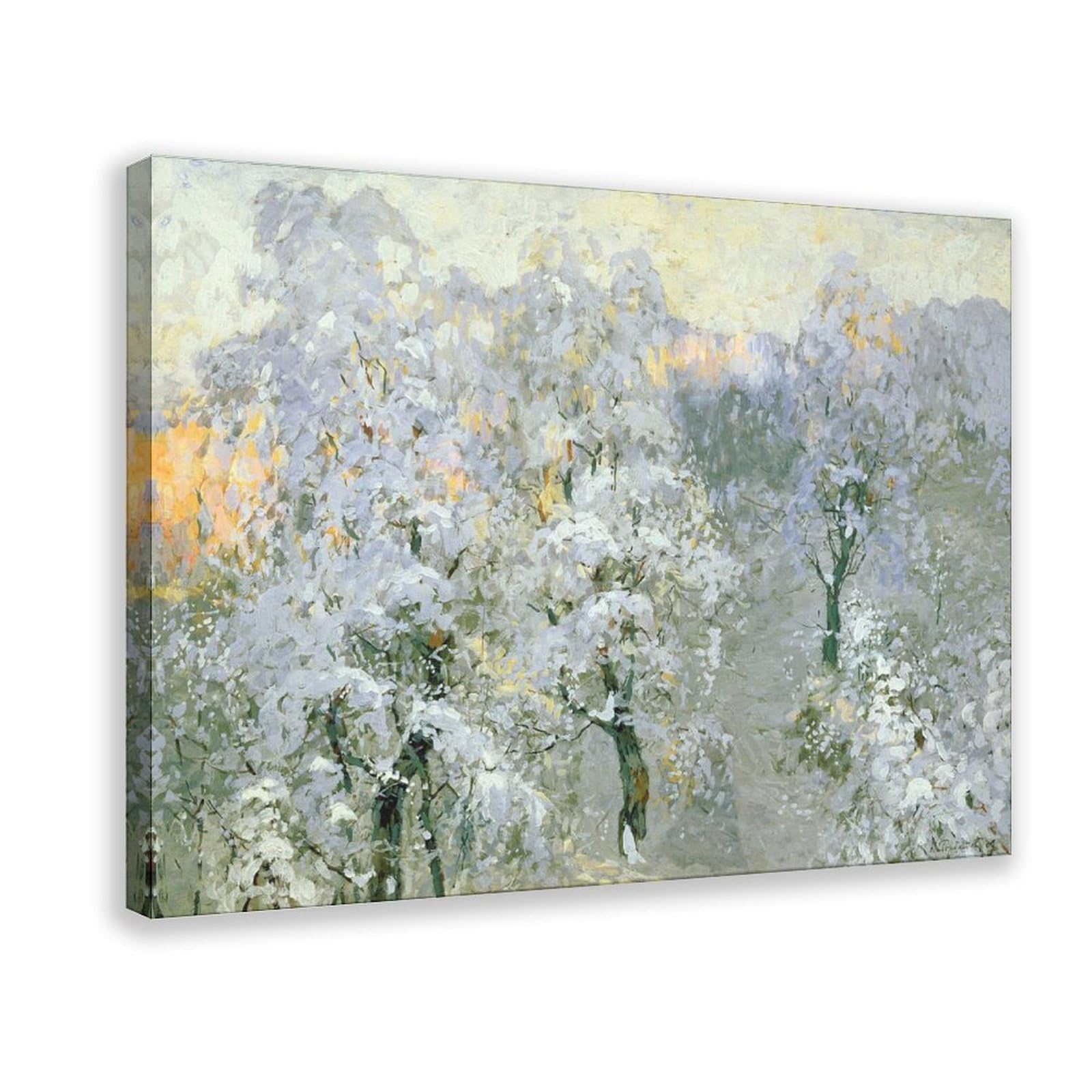 DFJyjFGJJ Konstantin Ivanovich Gorbatov,Trees in Wintry Silver Canvas Wall Art Print Poster For Home School Office Decor 12" L X 18" W