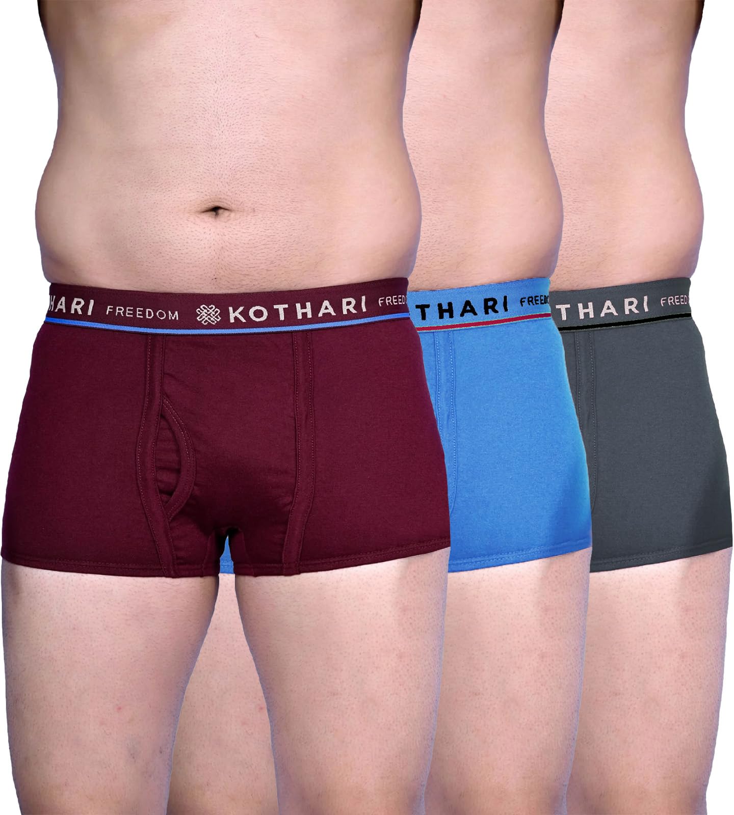 kothari Men's Cotton Assorted Solid Outer Elastic Mini Trunk/Underwear - Pack of 3 (#Freedom-203) (Color May Vary)-picture-36