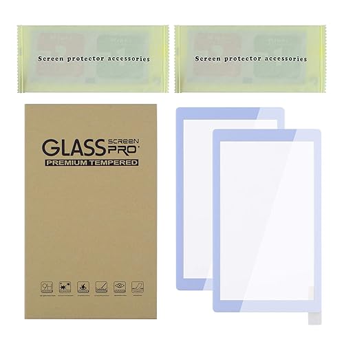 Miniatura 8 de eXtremeRate 2 Pack Light Violet Border Transparent HD Clear Saver Protector Film, Tempered Glass Screen Protector for Nintendo Switch Lite