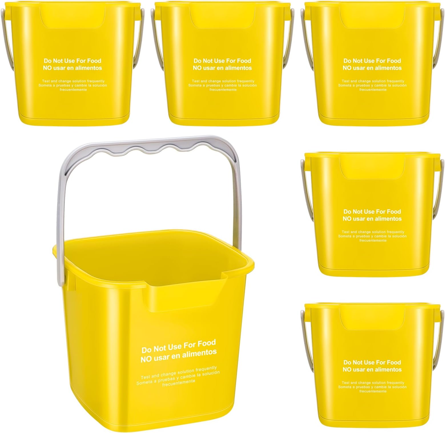 Roshtia 6 Pcs Cleaning Bucket 3 Quart Small Sanitizing Square Bucket Detergent Pail for Home Commercial Restaurant Kitchen Office School (Yellow)