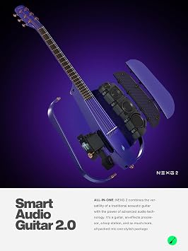 Enya NEXG 2 Acoustic-Electric Guitar Carbon Fiber Travel Smart Audio Guitar Kit with ST1 Tuner and MS1 Strap