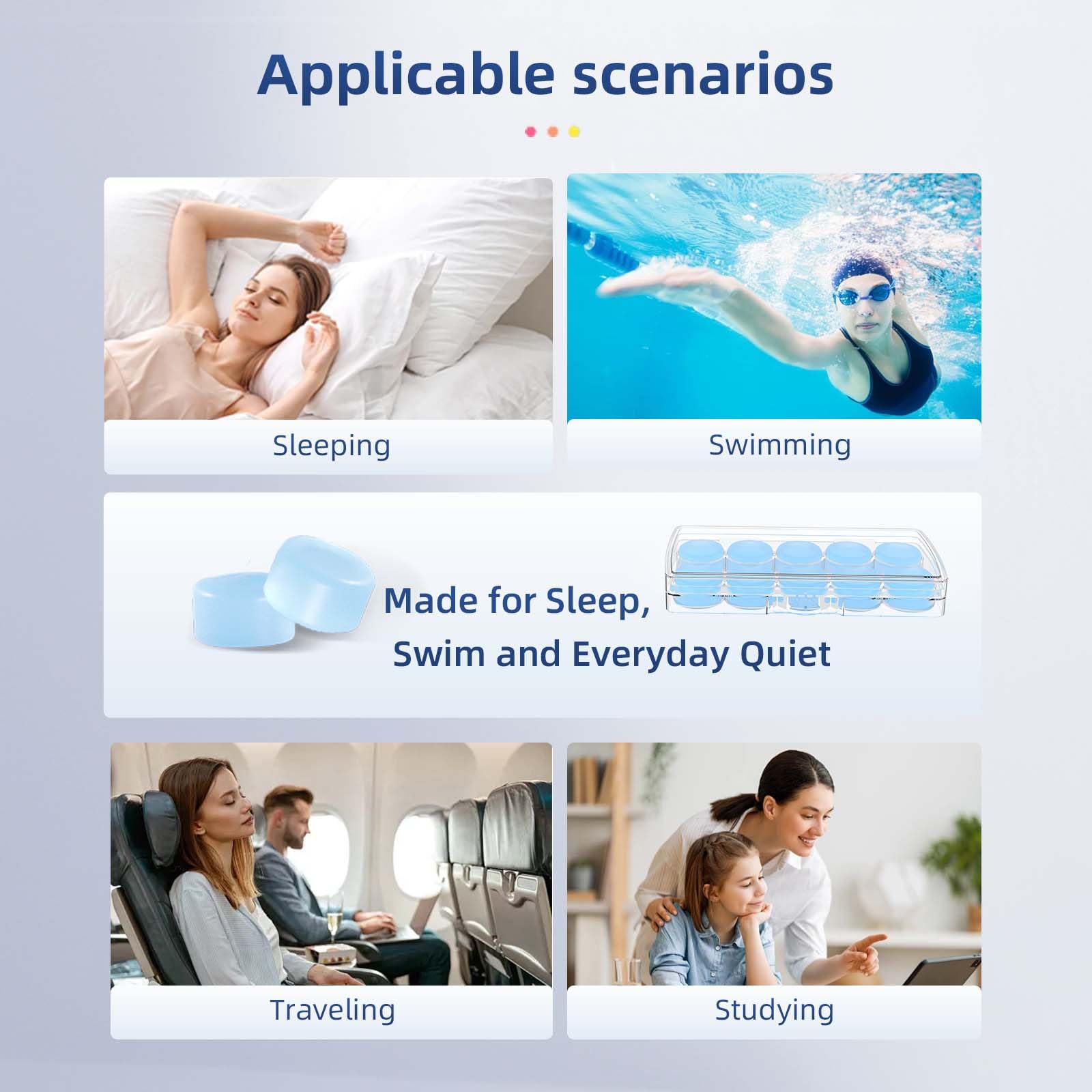 LYSIAN 27dB Moldable Silicone Ear Plugs for Sleep and Swim, 6 Pairs, Blue — Amazon image 6