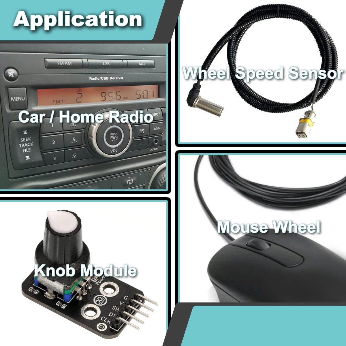 Codeur optique rotatif incrémental en quadrature DC 5-24V 600P/R AB 2 phases Sortie NPN Encodeur pour test de programme pour module radio/bouton/capteur de vitesse de roue/molette de souris