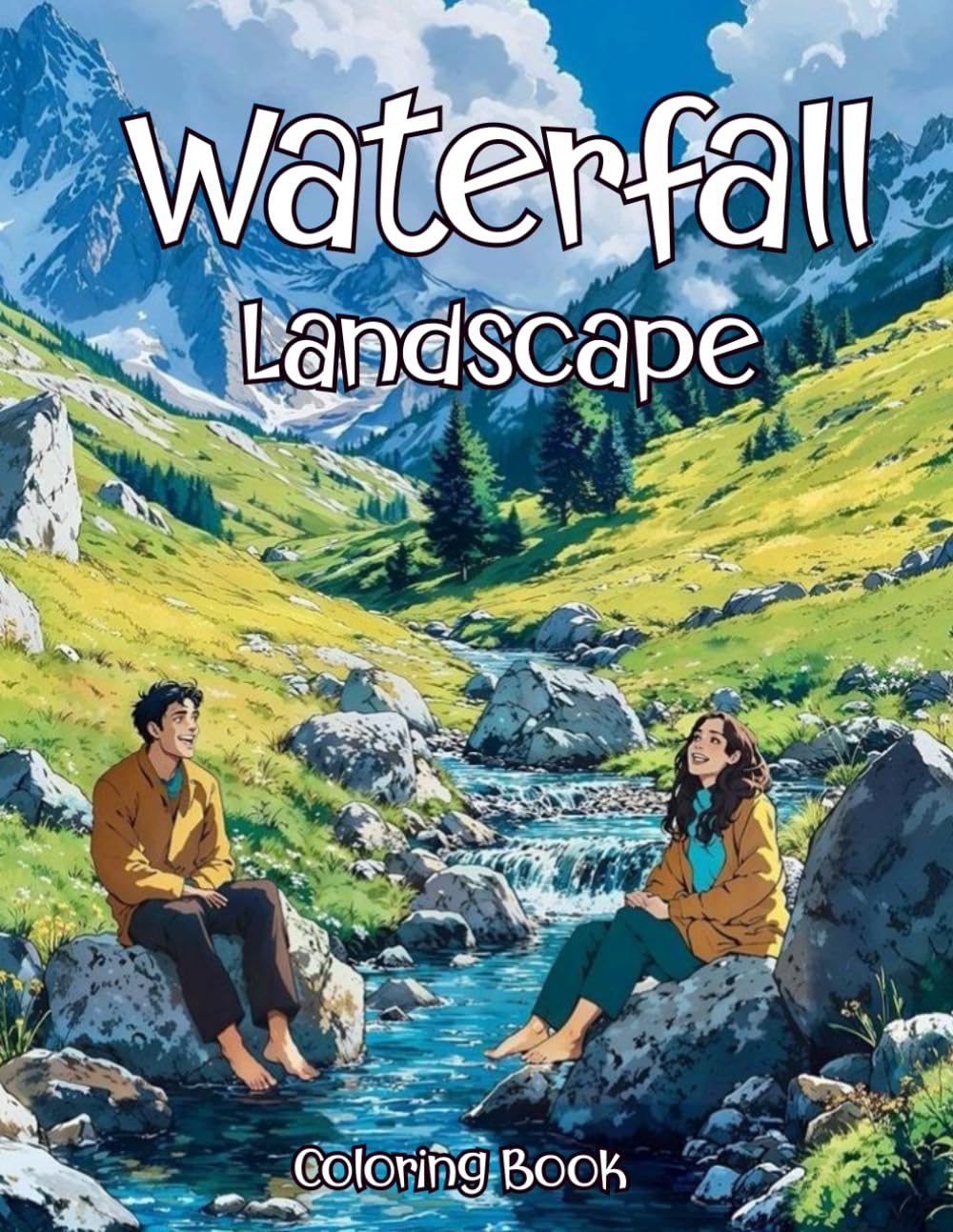 Waterfall Landscape Coloring Book: “A Calming Coloring Journey Through Serene Waterfalls and Peaceful Nature Scenes for Stress Relief and Mindfulness”