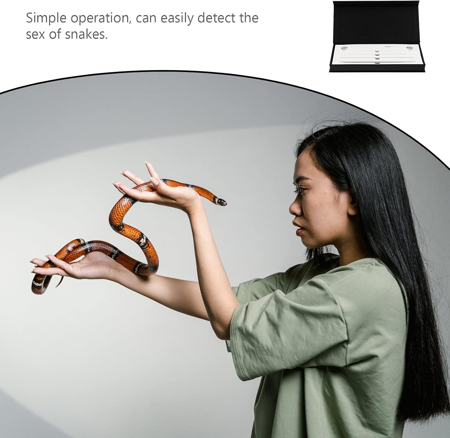 Totority 1set Snake Gender Detection Tools Reusable Reptile Probe Ergonomic Design Easy Storage
