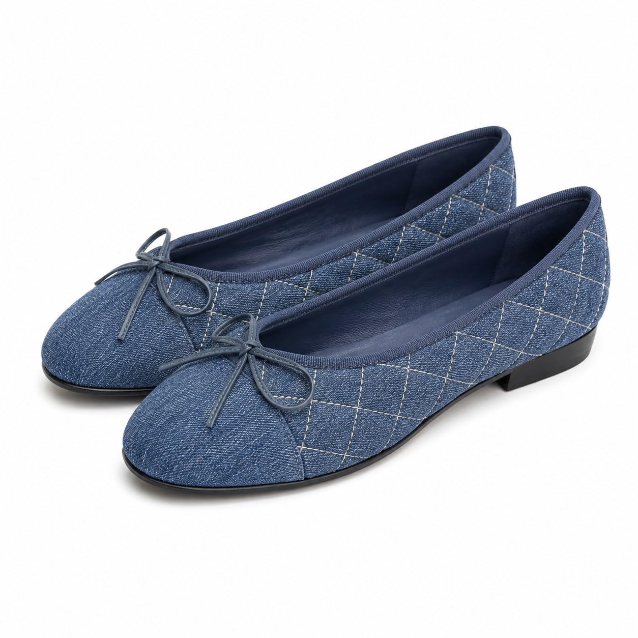 LVJMJ - Ballerine da donna con fiocco e punta arrotondata, in pelle, comode