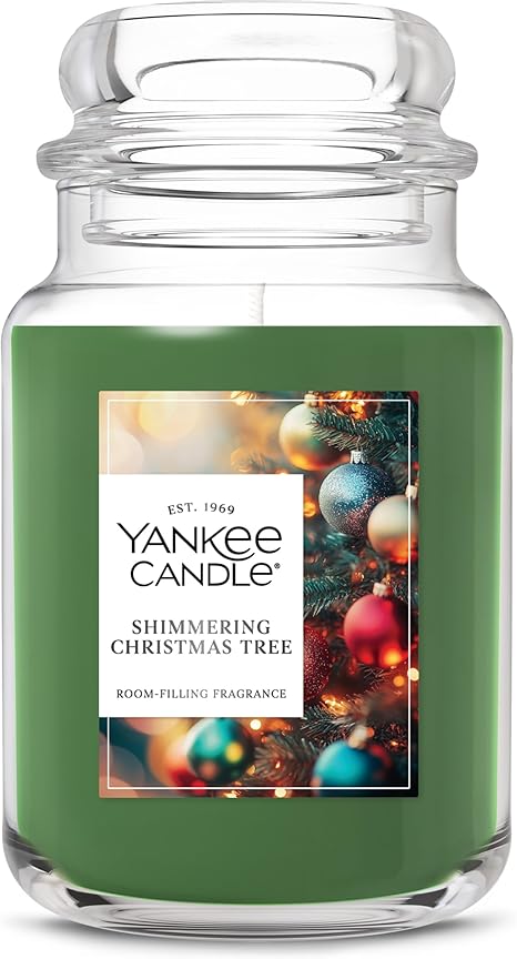 Yankee Candle Shimmering Christmas Tree Scented Candle, 22oz Large Jar with up to 150 Hour Burn Time, Giftable, Holidays