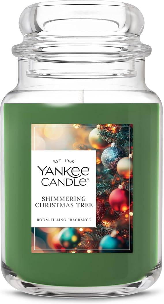 Yankee Candle Shimmering Christmas Tree Scented Candle, 22oz Large Jar with up to 150 Hour Burn Time, Giftable, Holidays