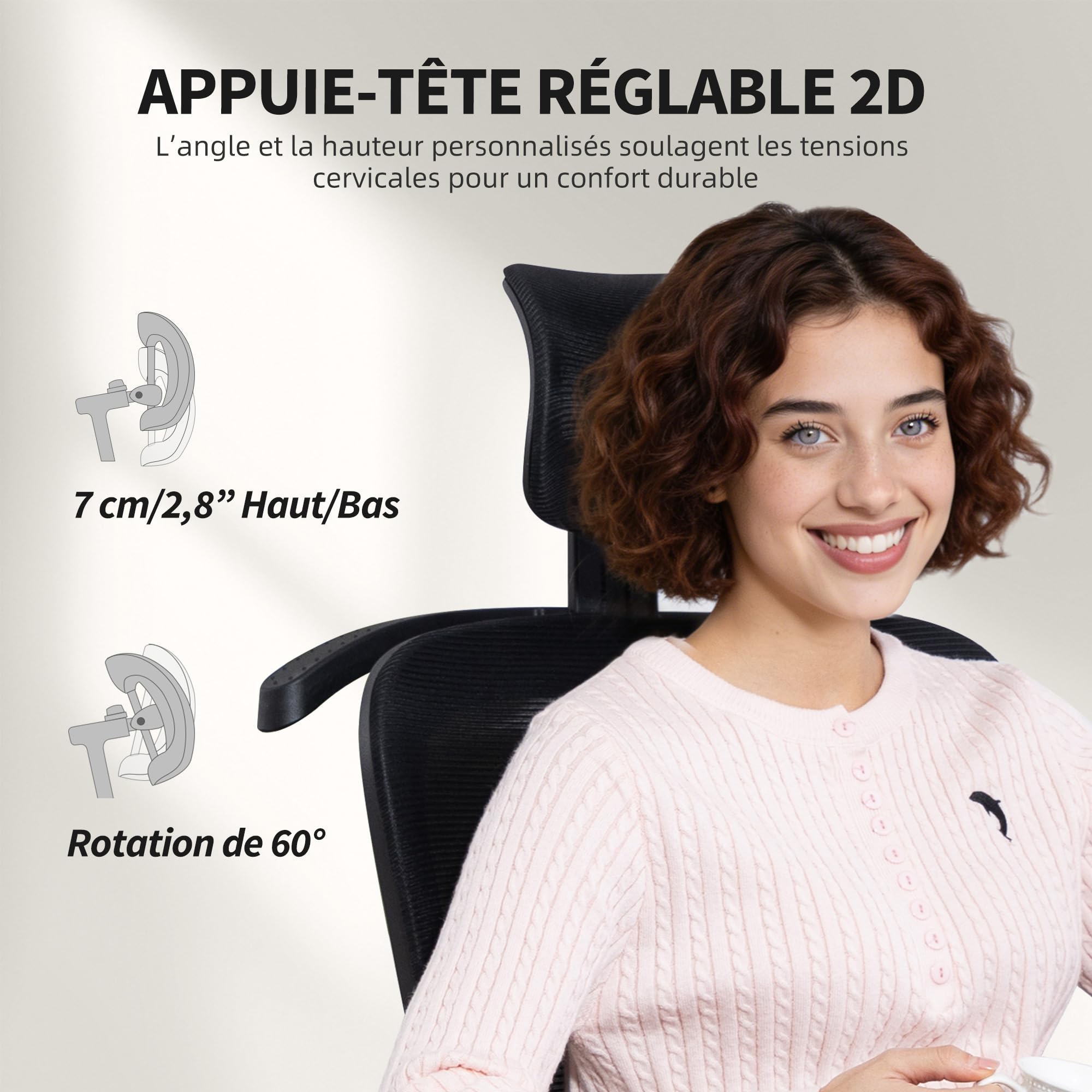 HOMCOM Chaise Bureau Ergonomique, Fauteuil de Bureau en Maille Noir