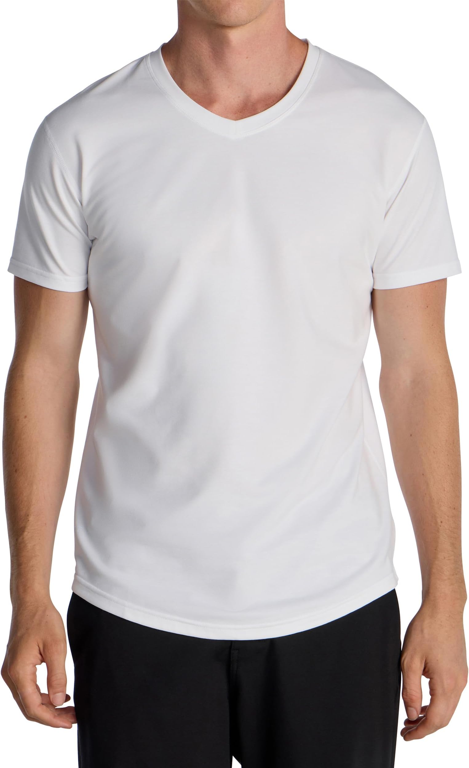 - Mens Drop-Cut Men's T Shirt, Slim Fit Plain Tshirts for Men, Drop Cut Basic Crewneck Tee, Wrinkle Resistant, Stretch Fit
