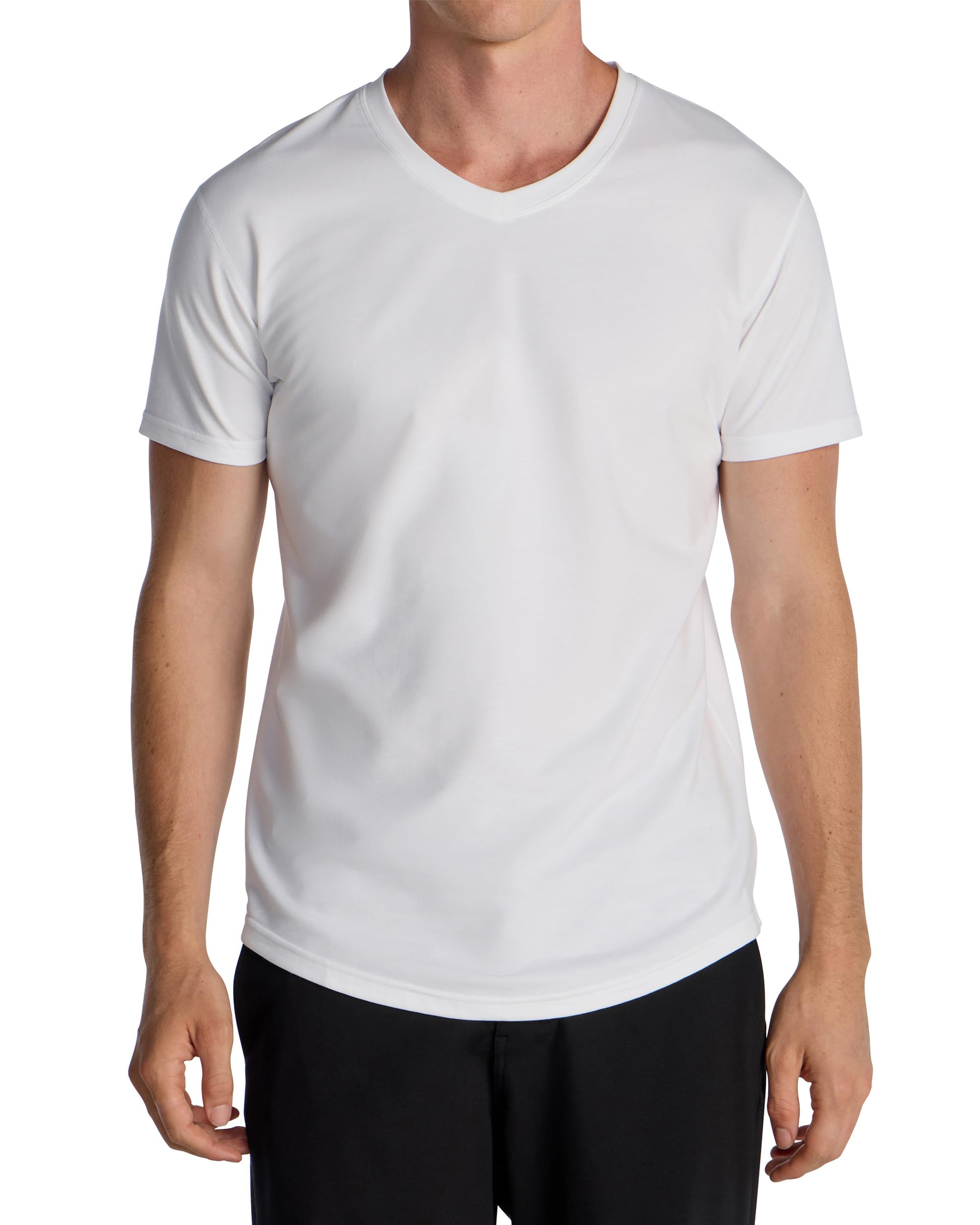 BYLT Mens Drop-Cut Men's T Shirt, Slim Fit Plain Tshirts for Men, Drop Cut Basic Crewneck Tee, Wrinkle Resistant, Stretch Fit