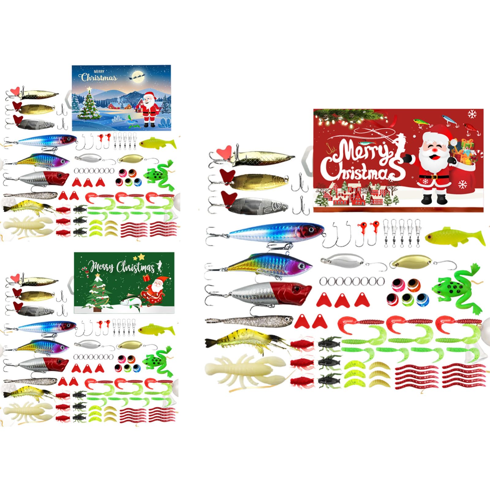 Angel-Adventskalender 2024, Erwachsene, Herren, Jungen, 24 Tage, Countdown-Kalender mit Löffeln, Crankbait VIB, Weihnachten, Angeln für Vater, Granpa, Freund, Timer, Uhr (Blau, 19 x 10,6 x 3,3 cm)