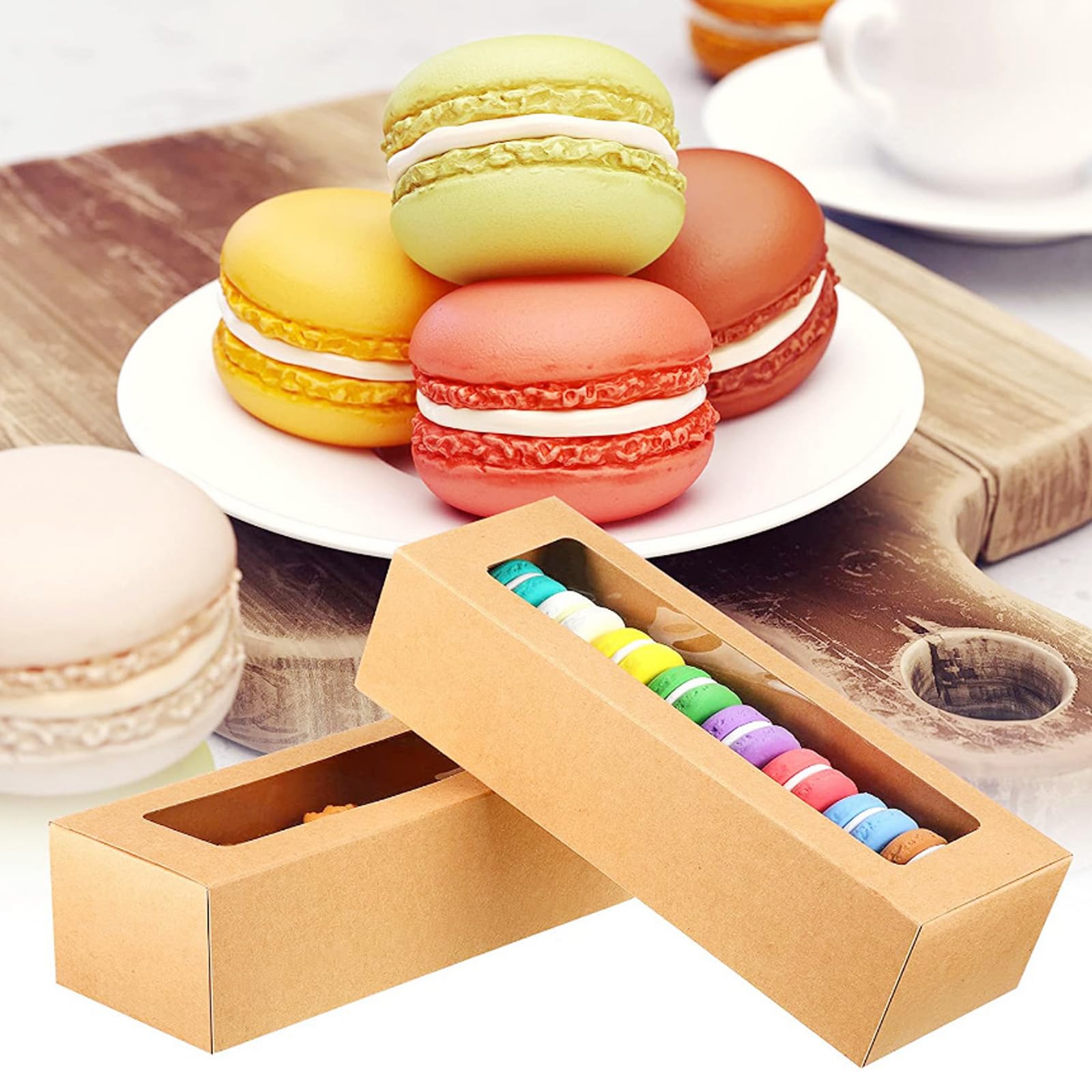 Boîtes Macarons Avec Fenêtre | Mauve - 2 Boîtes Pour 12 Macarons, 17 X 12 Cm X Haut 5 5 Cm