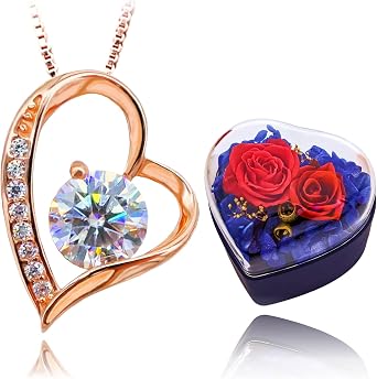 Moissanite Necklace for Women, Open Heart, Heart-shaped LED Light, Surprise Jewelry Case, Gift Set with Appraisal Certificate, Mothers Day, Birthday, Christmas