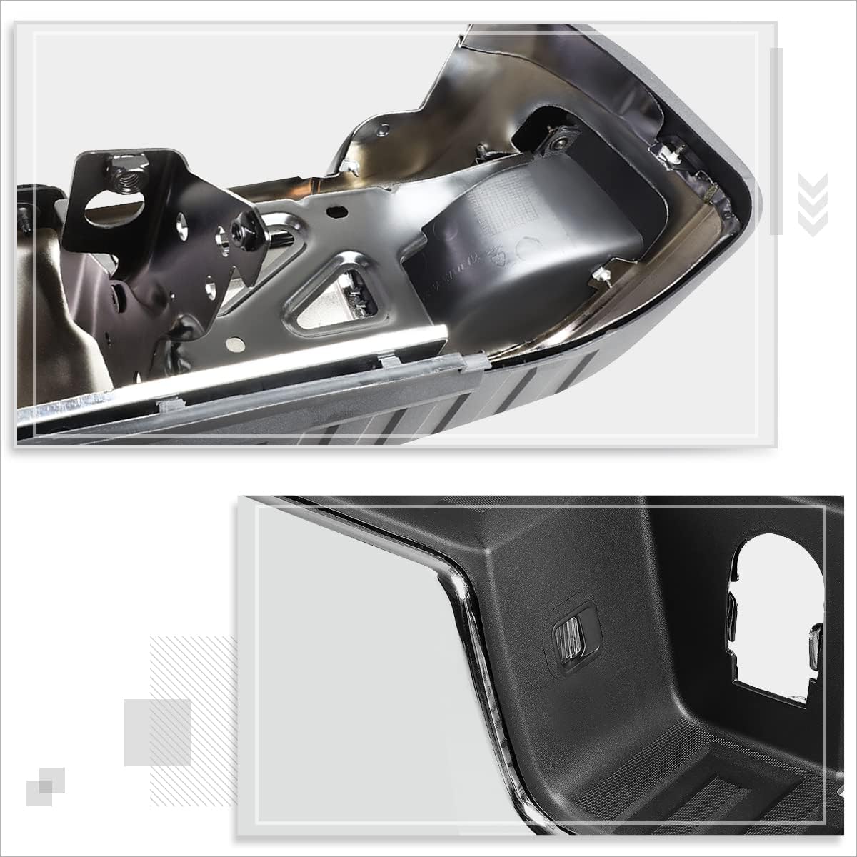 Chrome Rear Step Bumper Assembly w/o Sensor Hole Compatible with 14-19 Silverado Sierra 1500