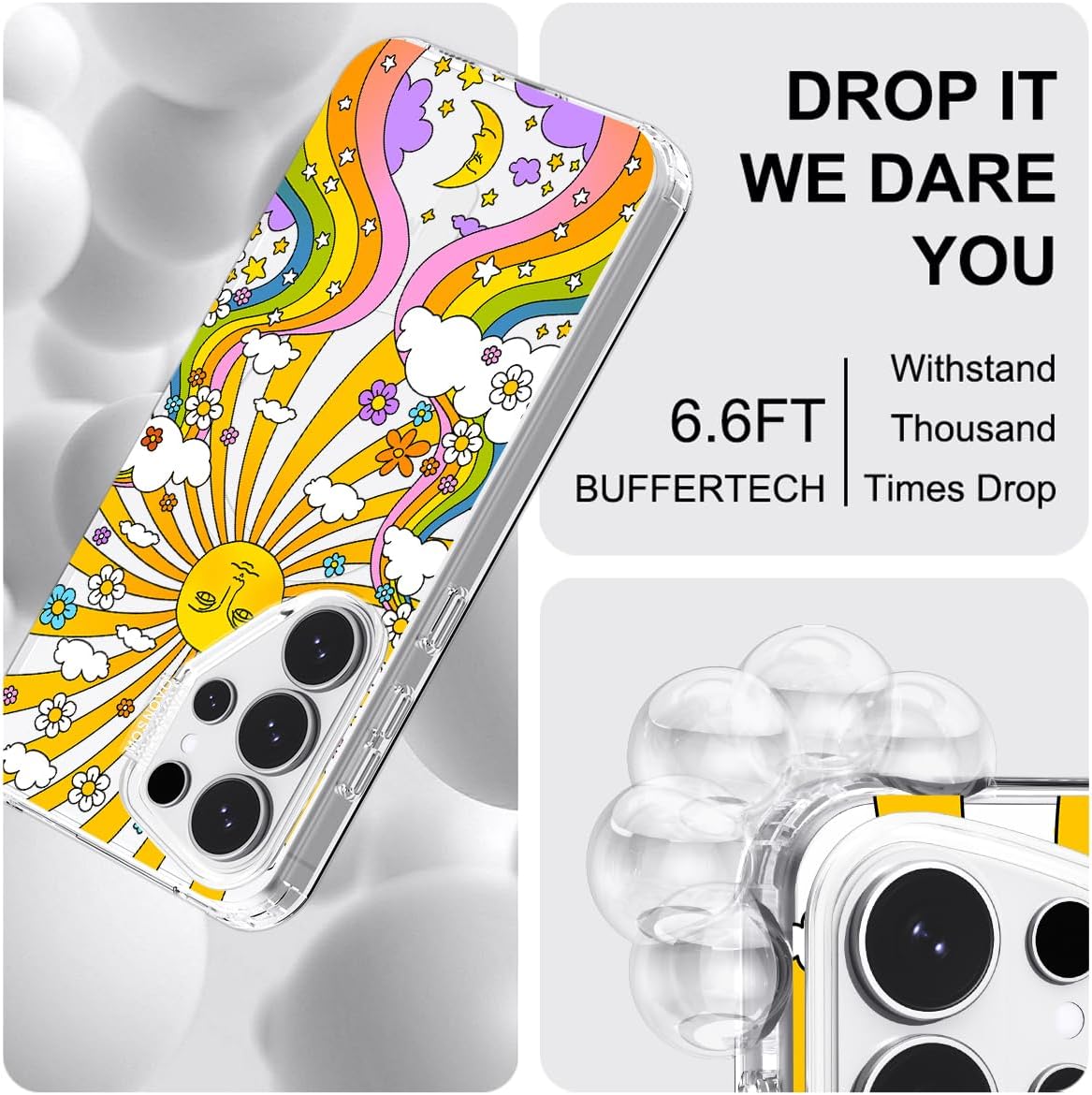 MOSNOVO for Samsung Galaxy S26 Ultra Clear Case, Fit for MagSafe, 6.6ft Military-Grade Shockproof Magnetic Protective Phone Cover,70's Psychedelic Groovy Art