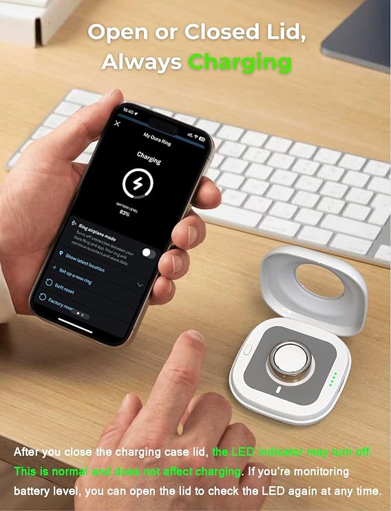 Wireless Charging Case for Oura Ring 4 Charger, Portable Travel Charging Station Fits All-Sized Ring Gen 4 Dock, )