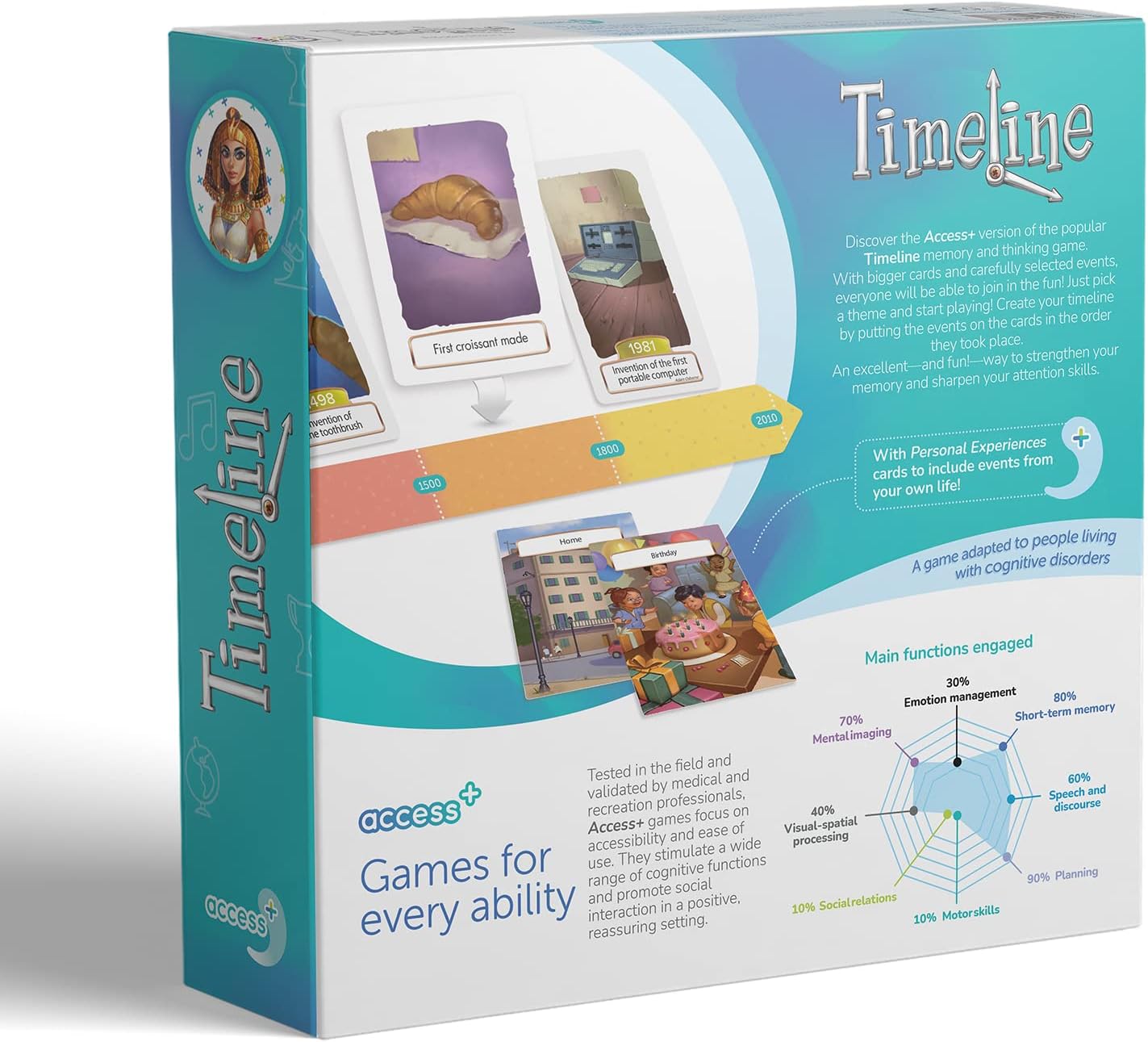 Timeline Access+ Kids Board Game - Adapted for Cognitive Disorders - Board Games for Kids Ages 8+ - 1-4 Players - 15 Minutes - English