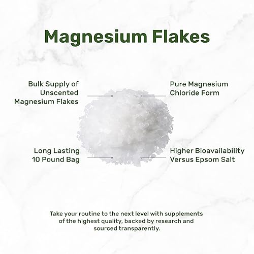 Miniatura 2 de Pure Magnesium Flakes Bath Soaks, 10lbs - Sustituto natural de la sal de Epsom  Copos de cloruro de magnesio de alta absorción  Hidrata la piel y