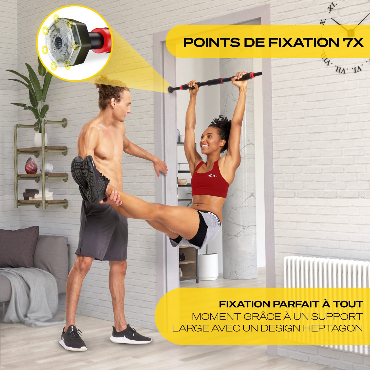 Sportstech Barre de Traction avec Fonction Gear-Lock innovante | Fixation sûre et Rapide sans vis dans Le Cadre de la Porte | réglable Individuellement jusqu'à 90 cm | KS260/KS270 + eBook