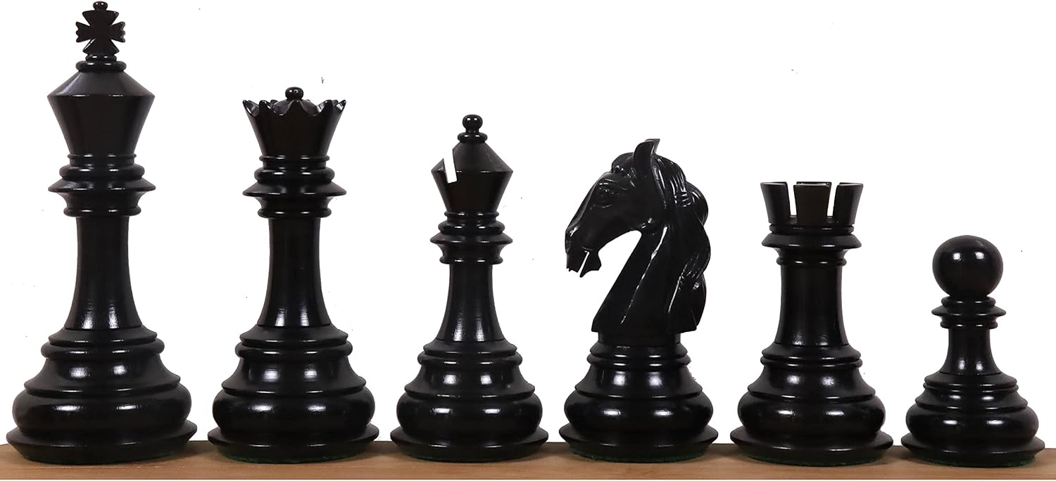 Nеw Prоduсt RoyalChessMall -4.6 Rare Columbian Triple Weighted Luxury Chess Pieces Only Set -Ebony Wood