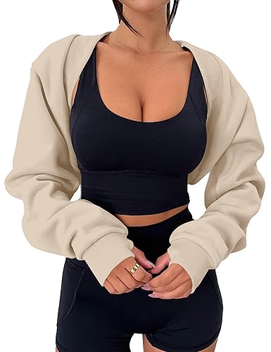 MISSACTIVER Women's Long Sleeve With Thumb Hole Bolero Shrug Top