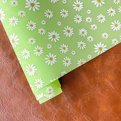 Miniatura 3 de JINR - Hojas de cuero de vinilo de gelatina de margarita suave, impermeable, rollo de tela de PVC suave de 12 x 53 pulgadas para aretes, lazos,