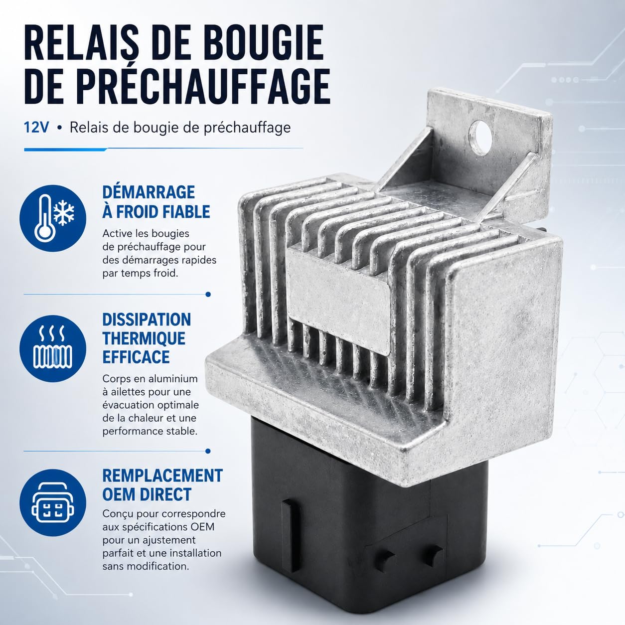 Relais de Bougie de Préchauffage 12V 9640469680 598140 93858431 93863895 Boîtier de Préchauffage Compatible avec Citroën Berlingo Opel Movano Vivaro Renault Master Trafic Vauxhall