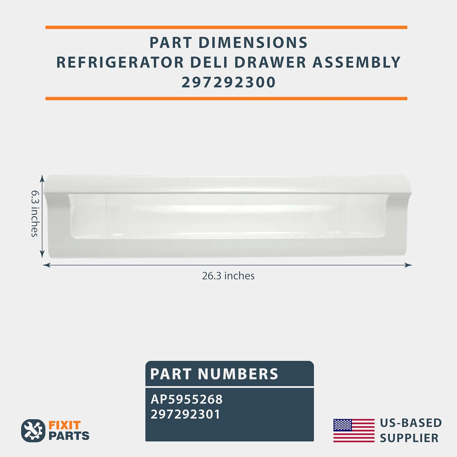 US-Based Supplier – 297292300 Genuine OEM Refrigerator Deli Drawer Assembly 26.3" L x 14.1" W x 6.3" H Replaces 297292302, AP5955268, 297292300, 297292301 Compatible With Fdaire Kenmore Refrigerators
