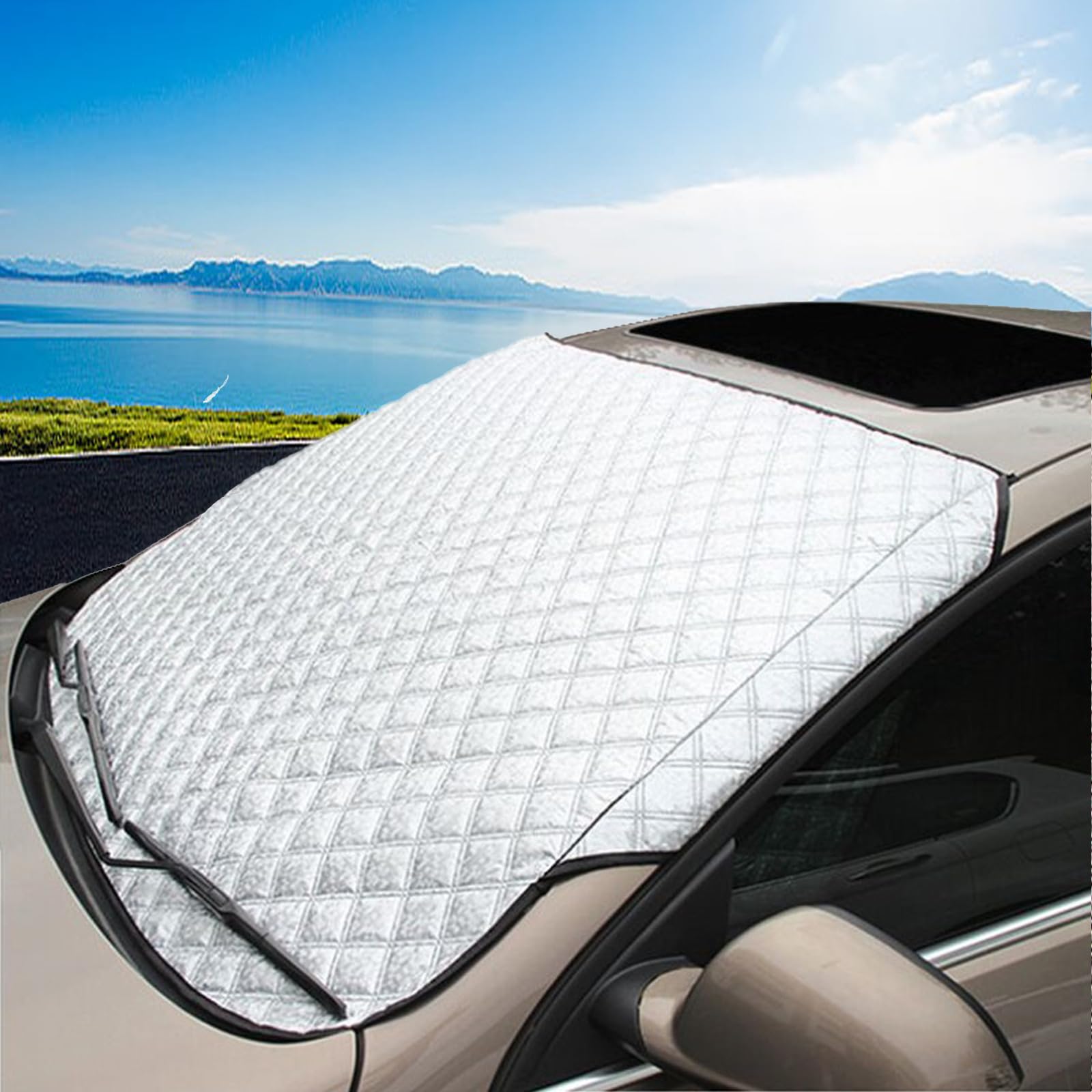Parasole per parabrezza dell'auto, copertura per parabrezza (147 * 100 cm/230 * 147cm), protezione da neve, ghiaccio, gelo, sole, raggi UV, utilizzabile tutto l'anno