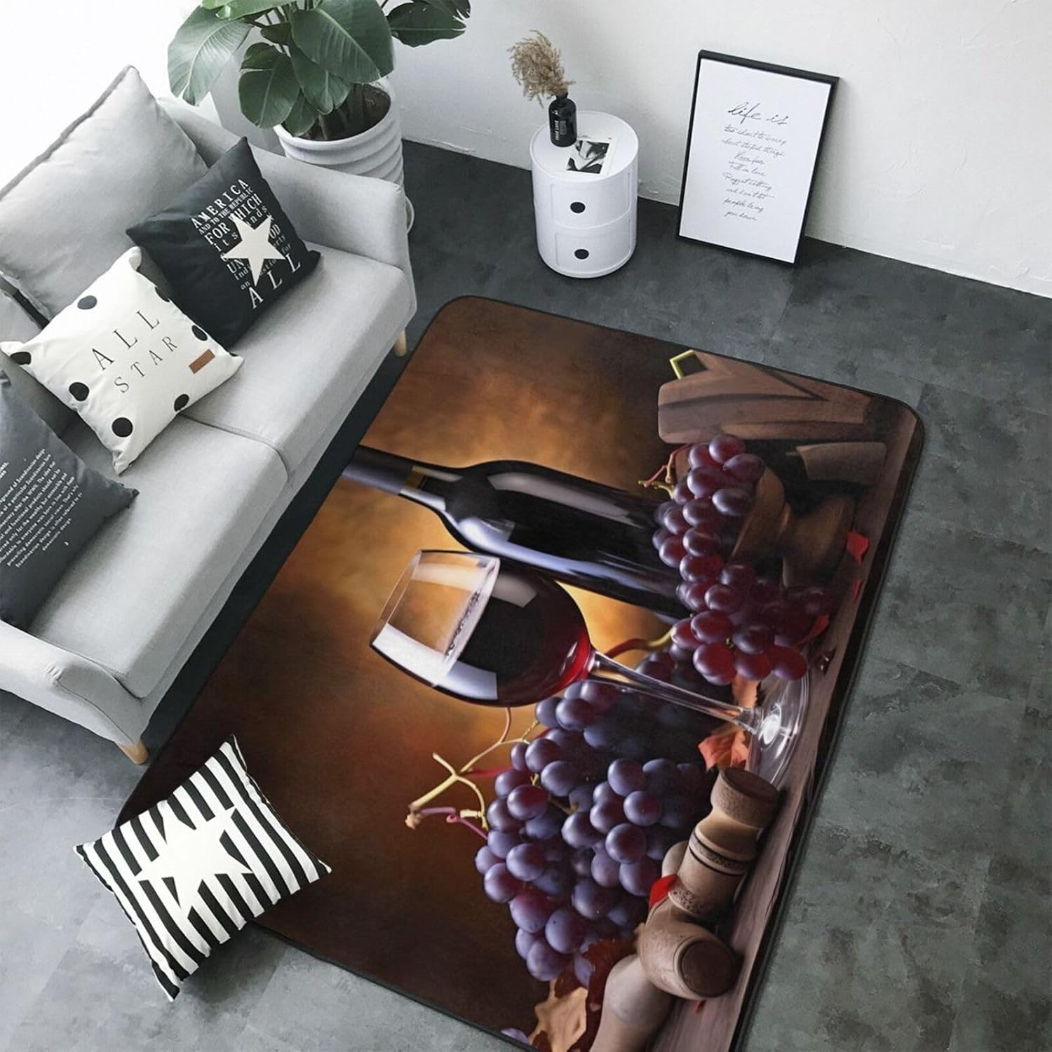 Flannel Non-Slip (Grape Wine) Rug Pad 80×50in Soft Washable Protective for Hardwood Floors Bedroom Bathroom Living Room