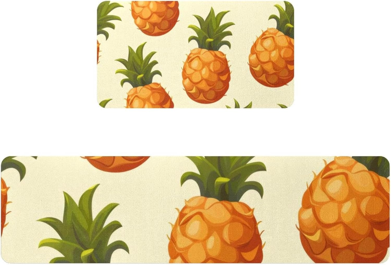 Kitchen Rugs Anti Fatigue, Fruit Watermelon Strawberry Pineapples Non Skid Cushioned Kitchen Mats and Rugs, Comfort Standing Mat Pads, 2 PCS Kitchen Runner Rug, Washable, Absorbent