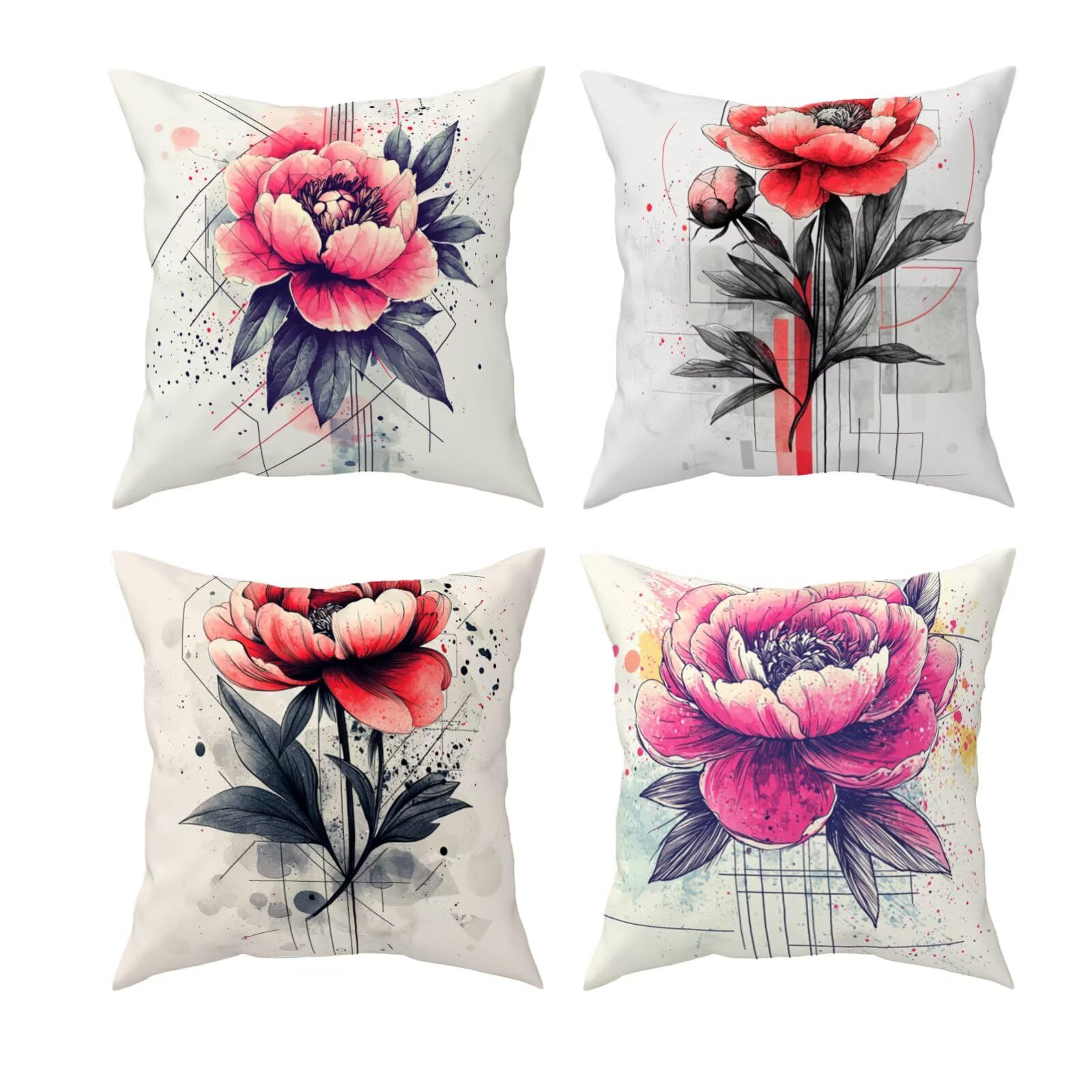 Housse coussin fleur 50x50 en velours pour embellir votre chambre
