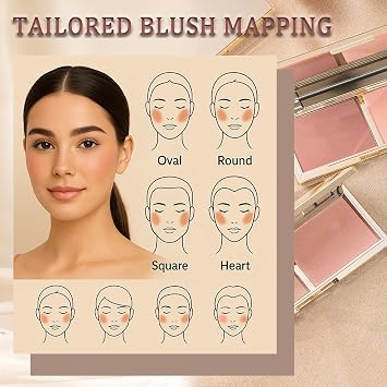 Blush Palette, Matte and Shimmer, Mirror and Puff, Natural Cheek Tint